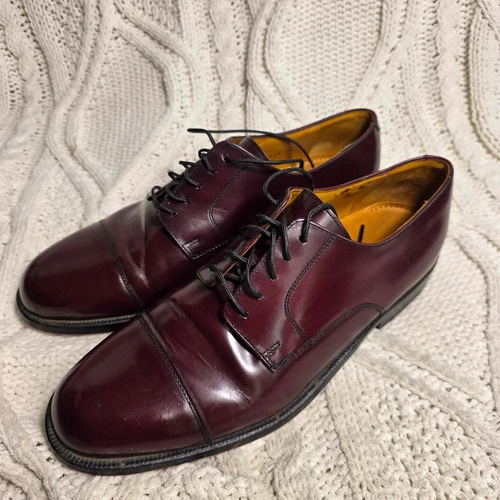 VTG Cole Haan City Cap Toe Oxford Shoes Burgundy Oxblood Leather Mens 9.5 D